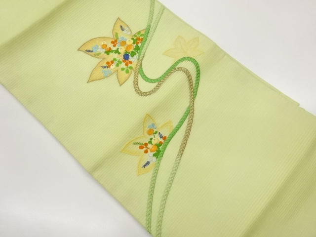 JAPANESE NAGOYA OBI FOR SUMMER / EMBROIDERY / KIKU